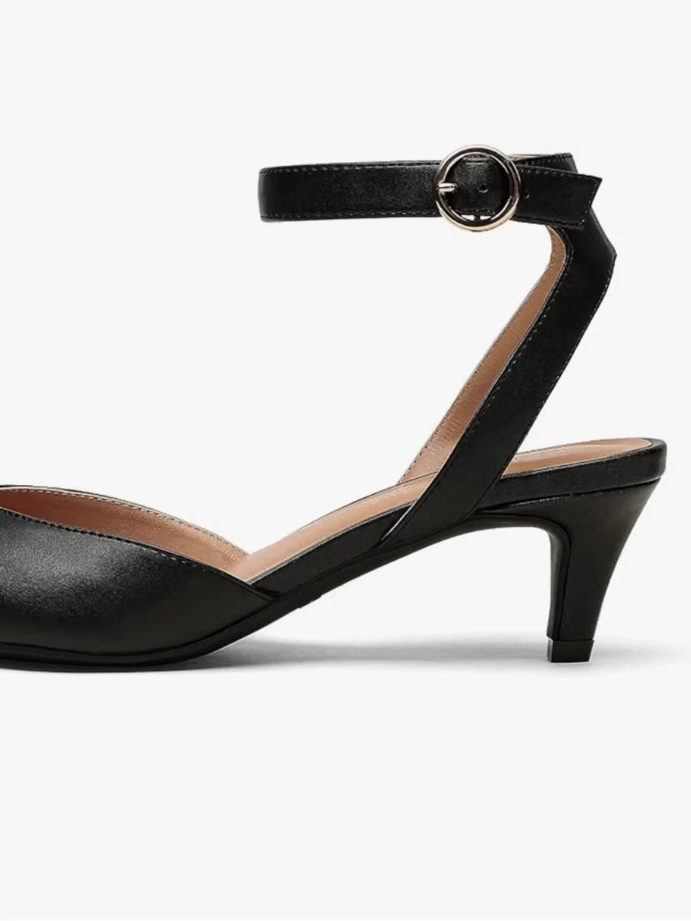EEUC Dream Pairs Black Pointed Ankle-Strap Kitten Heels SFH Sz10